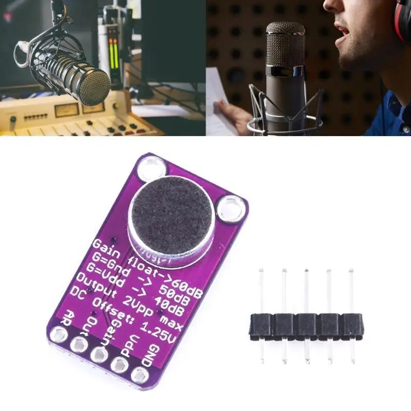 Low Noise MAX9814 Microphone Preamp Module 40dB 50dB 60dB Adjustable Zpaxo