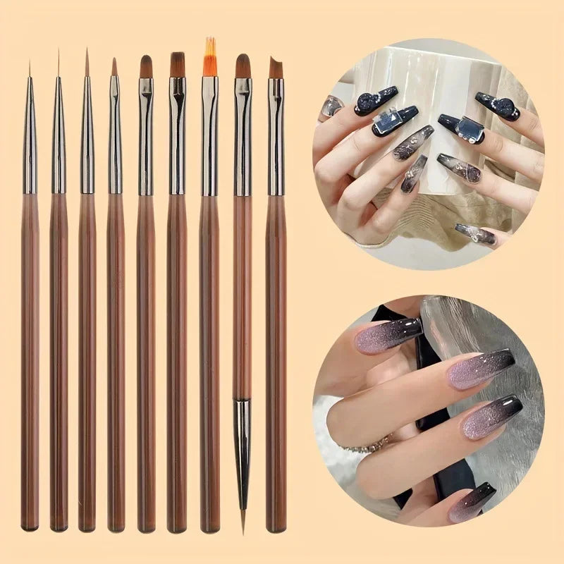 9-Piece Paint Brush Set – Nail Art, Watercolor & Oil Painting