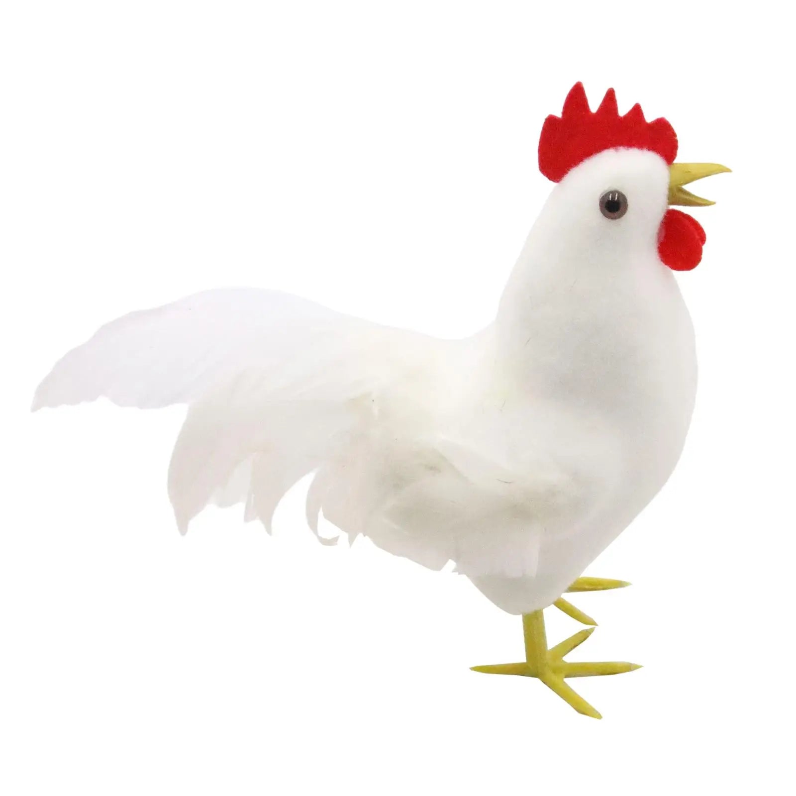Rooster Sculpture Simulated Feathers – Garden & Desktop Statue Garden Animal Statue Zpaxo WHITE