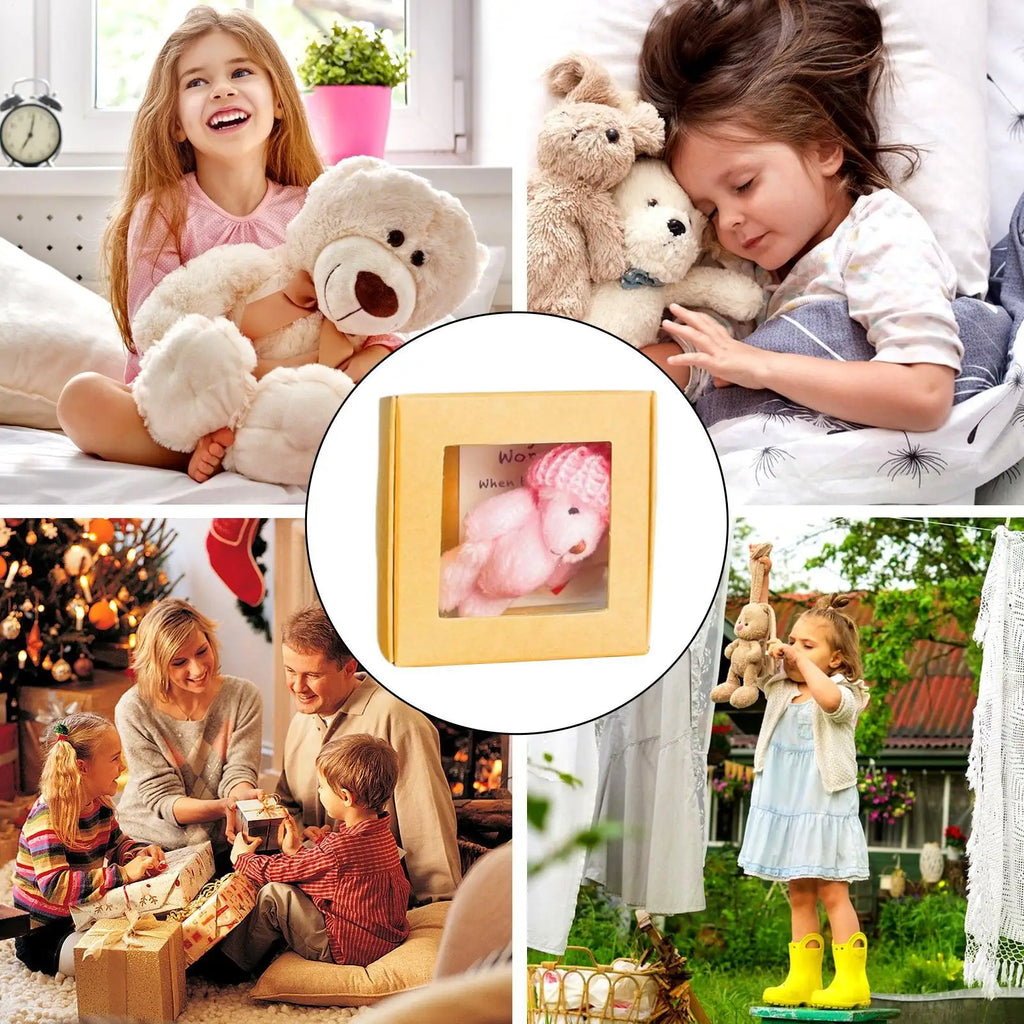 Plush Bear Cute Bear Stuffed Animal With Card Handmade Cute Pet Buddy With Inspirational Card Positive Home Decor For Women Men Zpaxo