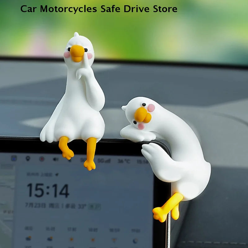 Cute 3D Mini Duck Figurine Resin Cartoon Animal Decor Desk Car