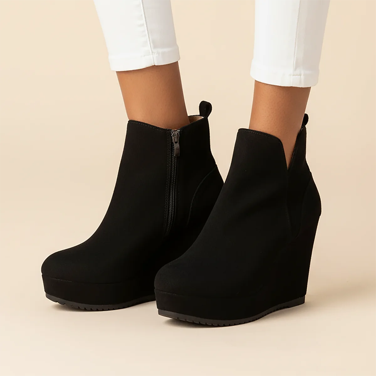 2025 New Women Ankle Boots Thick Soles Sloping Heels Short Boots Casual Outdoor Wedge Shoes Women Warm Platform Snow Boots Women Zpaxo
