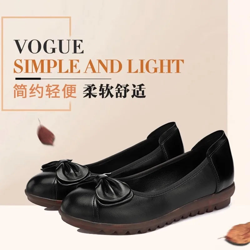 Tendon Bottom Mother Shoes Soft Leather Comfortable Middle-aged Zpaxo