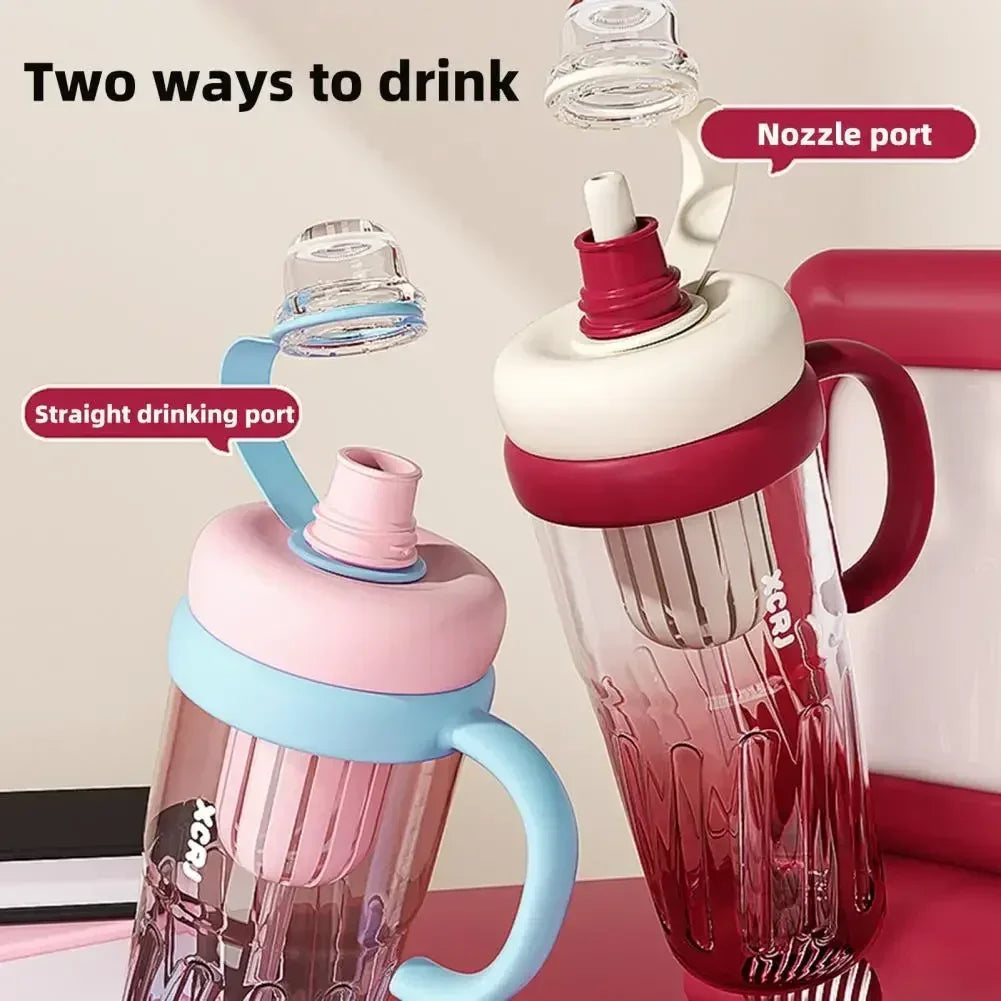 Summer Plastic Cup Large Capacity Plastic Straw Drink Coffee Cup Gradient Color Bottle with Time Marker Fitness Water Cups Hot Zpaxo