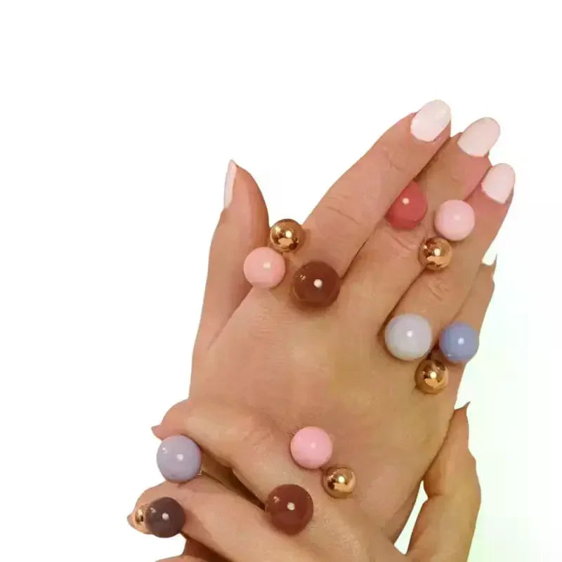 Fashionable Candy Spherical Enamel Droplet Ball Ring Adjustable Open Zpaxo