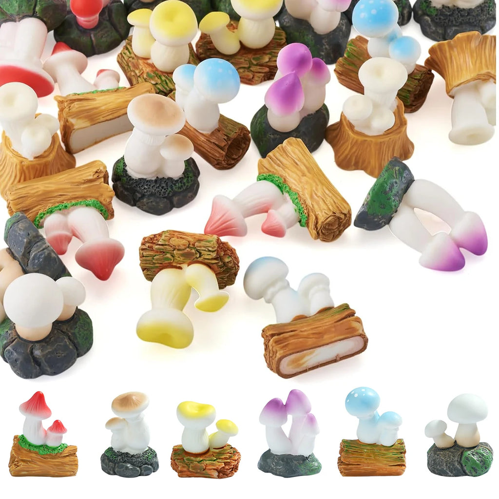 Mini Mushroom Figurines – Hand Painted Resin Fairy Garden Decor