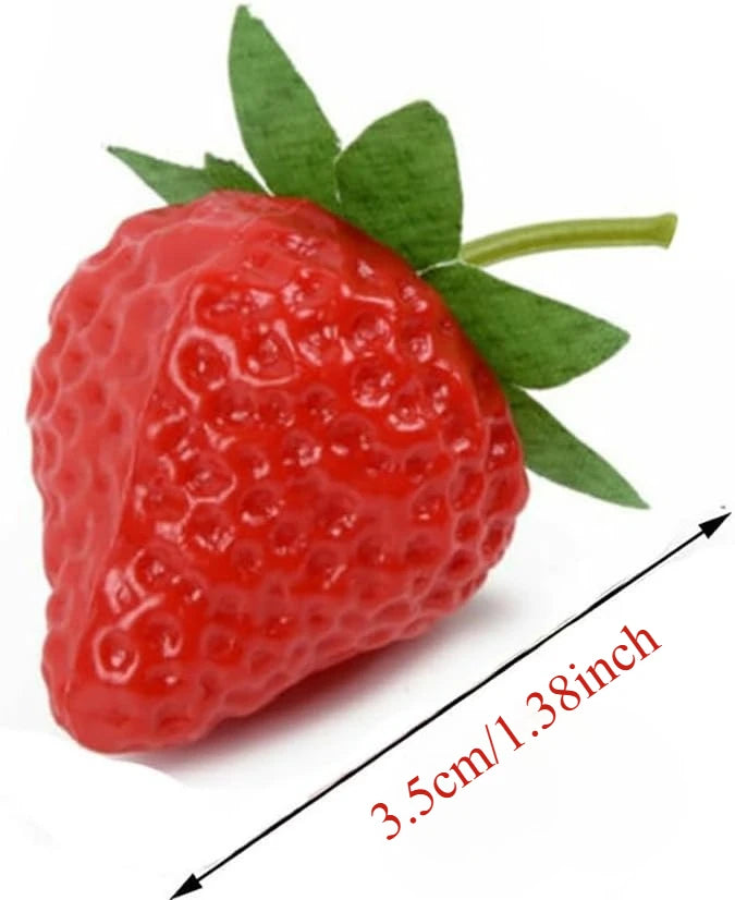 Matte Artificial Strawberries – Fake Fruit Décor & Photo Props