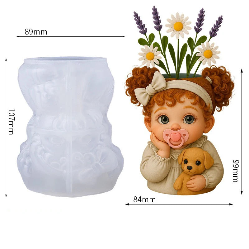 3D Baby & Dog Silicone Mold – DIY Resin, Gypsum & Candle Craft Silicone Craft Mold Zpaxo White