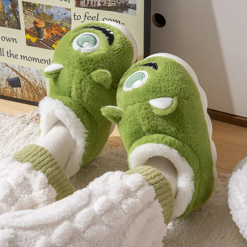SHAJI 2026 Unisex Funny Ugly Fish Closed Back Slippers Winter Warm