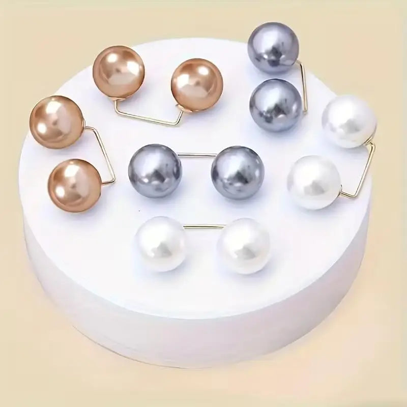 6pcs Pearl Brooch Pins – Non-Slip Safety for Dress Cinching, Collar & Scarf, 1.09 cm Fashion Button Zpaxo