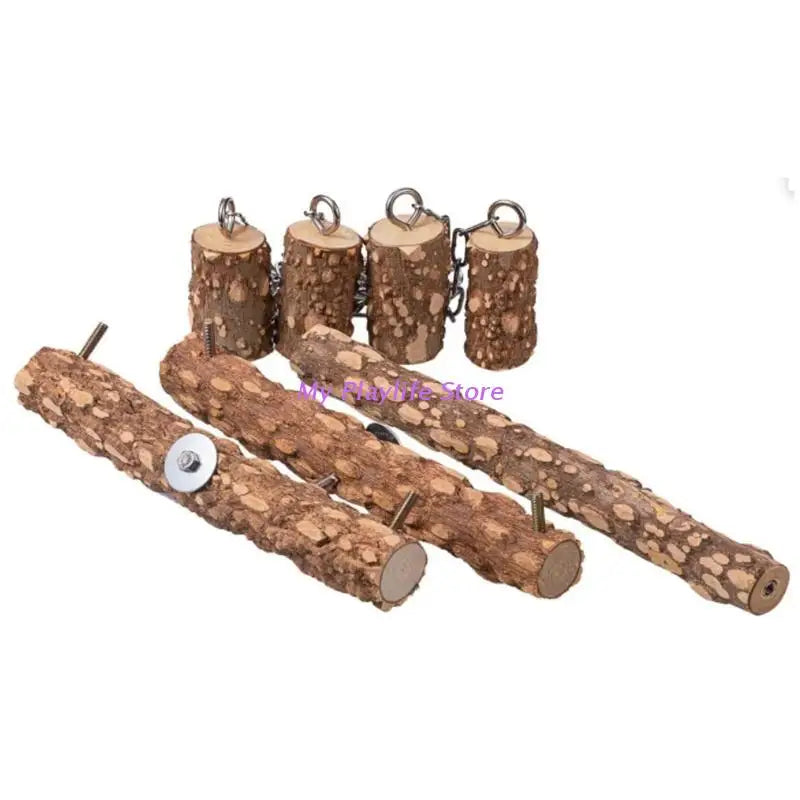Bird Toys Wooden Perch Toy for Large Birds Natural Wood Parrot Swing Chew Toy Easy to Install for African Greys Mini Macaws Zpaxo