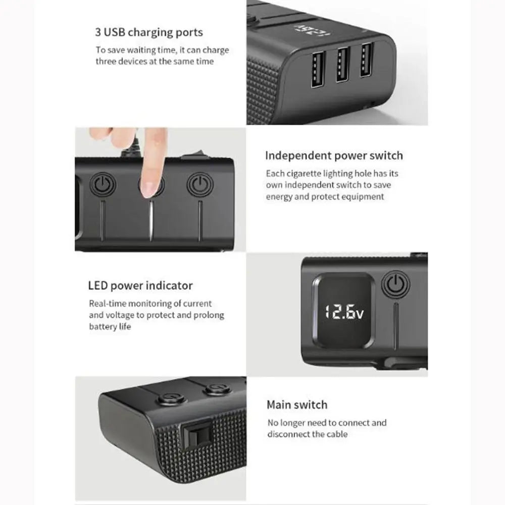 12V/24V Car Inverter Fast Charger Dual USB Car Socket Splitter LED Voltage Display Multi Ports Car Charger Adapter Dashcam Zpaxo