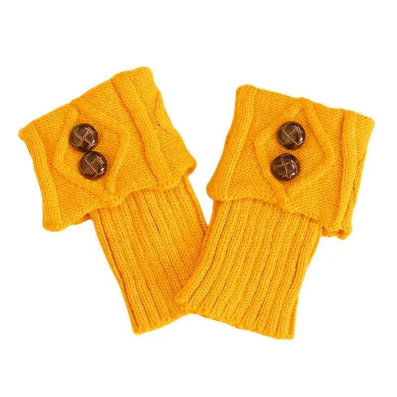 1 Pairs Autumn Winter Women's Short Rhombus Flip 2 Button Foot Warmer Zpaxo Yellow