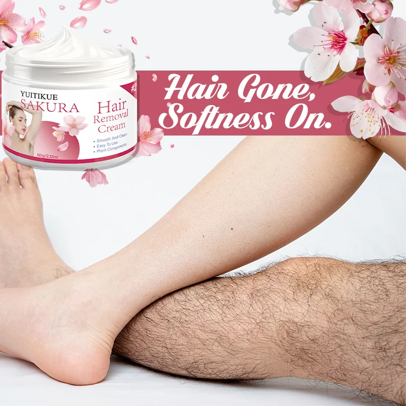 YUITIKUE Sakura Hair Removal Cream – Gentle Plant Formula 60g Hair Removal Cream Zpaxo