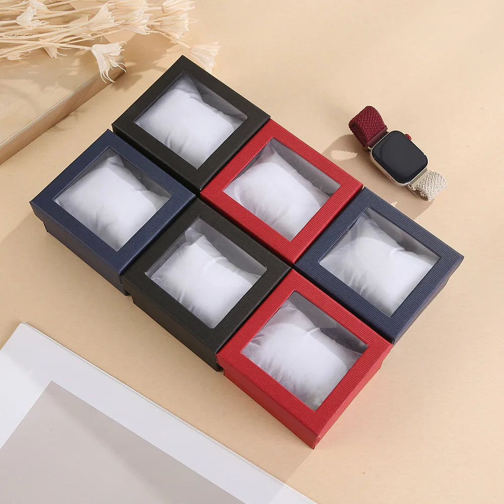 Pinstripe Watch Box – Transparent Jewelry Storage & Gift Case Watch Storage Box Zpaxo