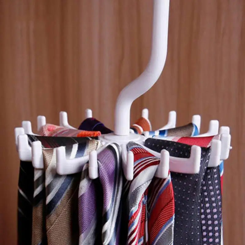 Twirl Tie Rack Rotating Scarf Hanger Holder 360 Belt Hook Cupboard
