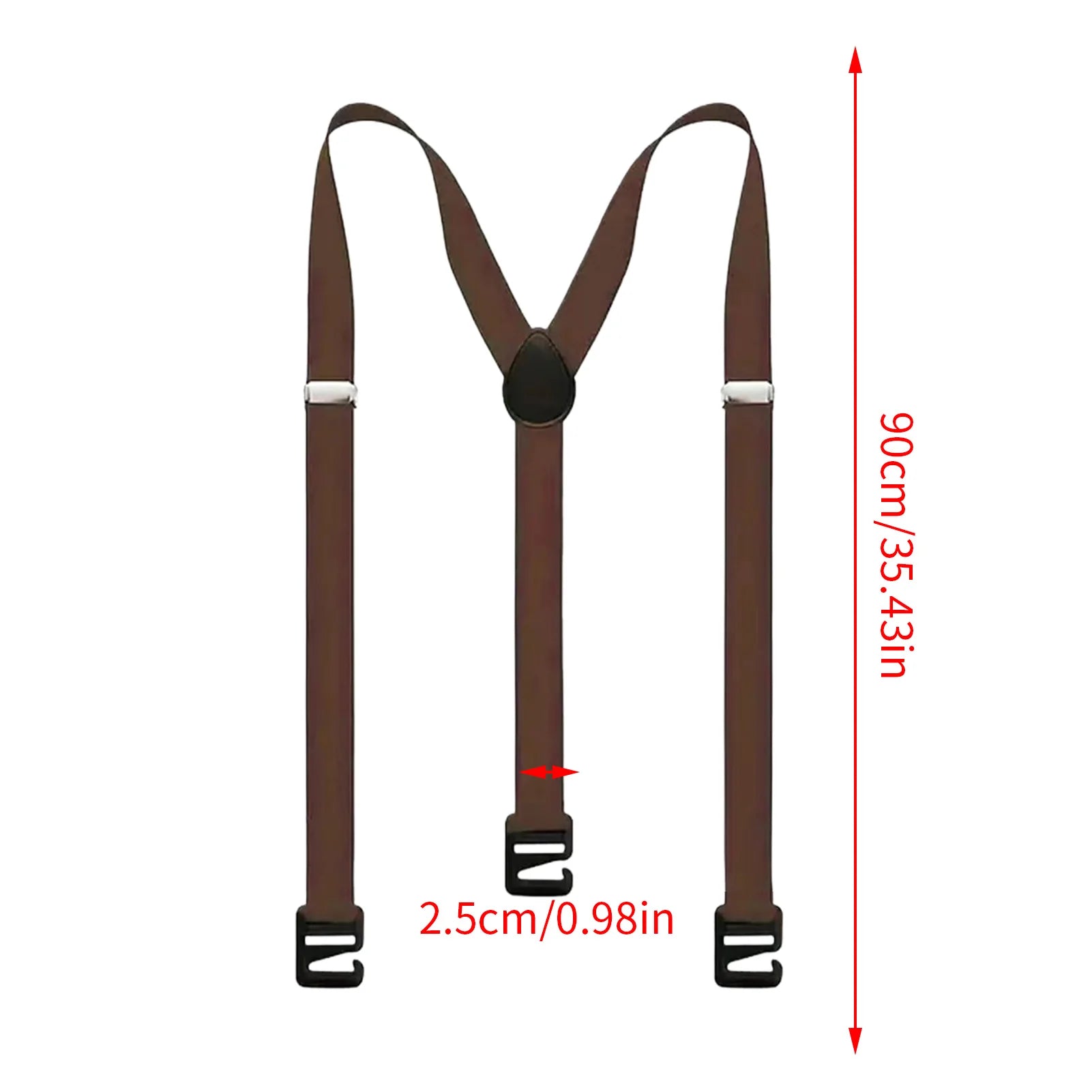 1PC Heavy Duty Suspenders For Men Work Biker Outdoor Wide Y-Back With 3 hooks Hook Adjustable Elastic Trouser Braces Strap Belt Zpaxo Brown