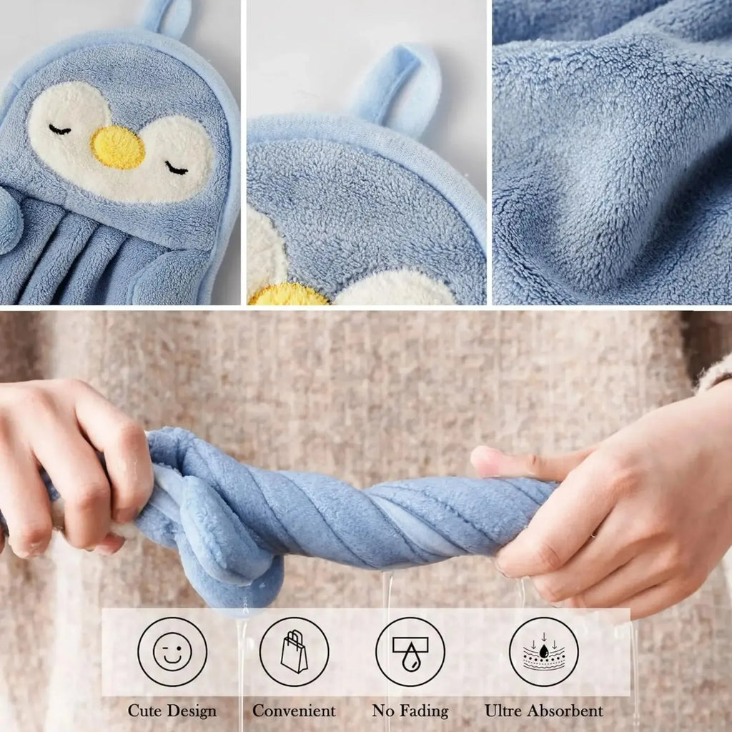 Cute Animal Hand Towens Hanging Loop Home Bathroom Kitchen Household