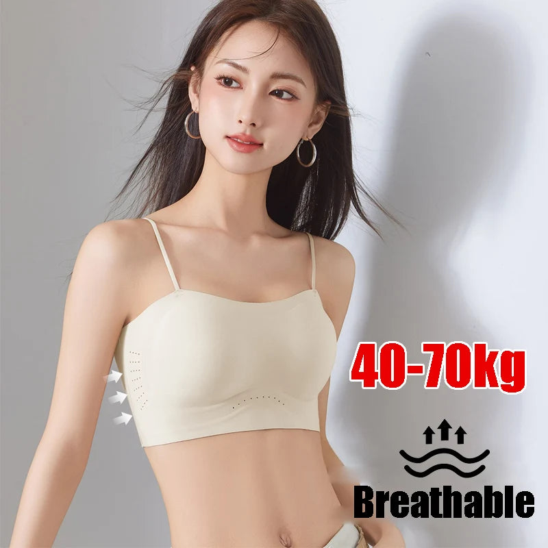 Women's Thin Strap Bralette Summer Backless Invisible Camisole Thick
