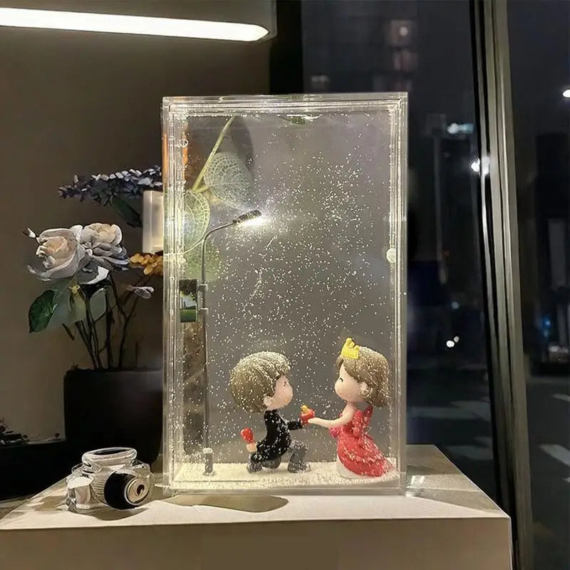 Snow Scenery Street Lamp Snowflake Lamp, DIY Snowy Night Flowing Night Light, DIY Material Pack Snow Scenery Xmas Decor Zpaxo