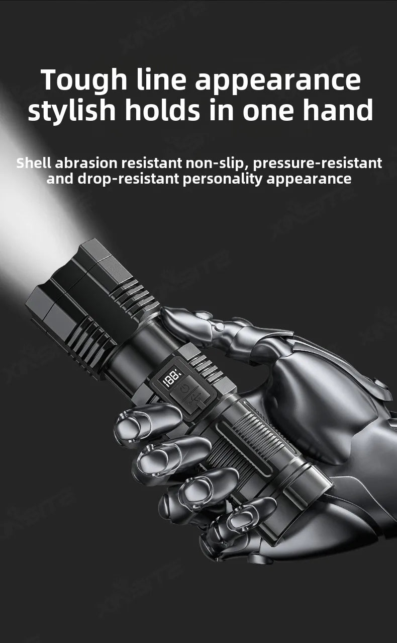 Strong Light Illumination Flashlight Telescopic Zoom Digital Display Zpaxo