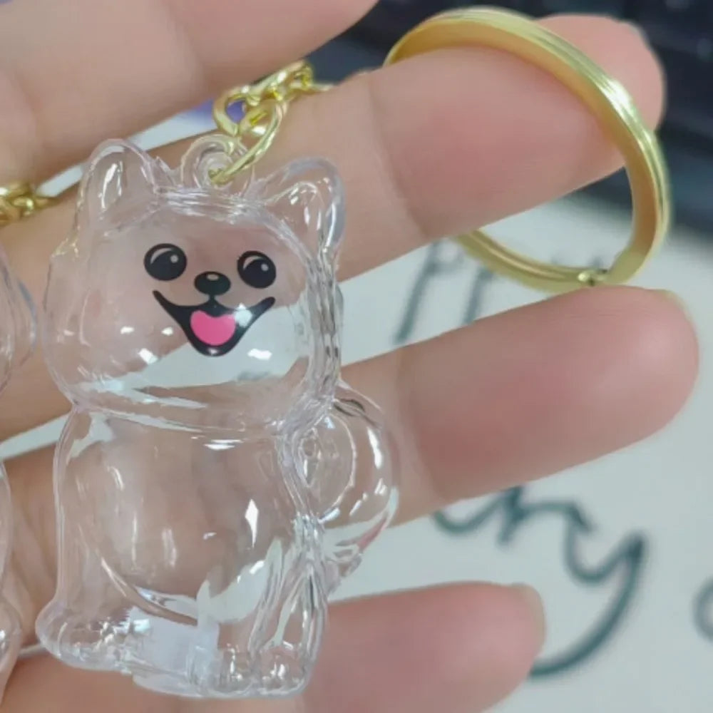 Dog Shape Hair Storage Box Transparent DIY Handmade Pet Keychain Zpaxo Pomeranian