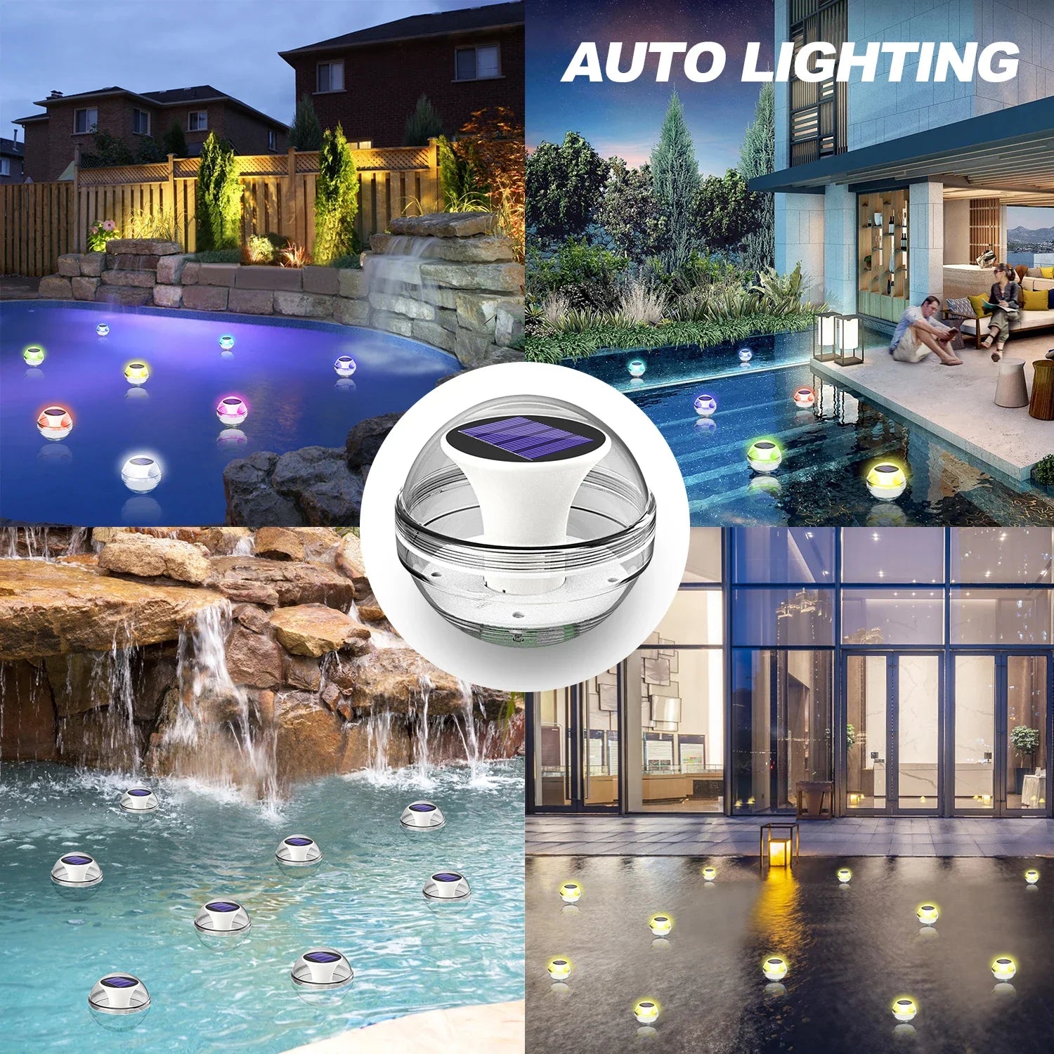 Solar Water Floating Lights Waterproof Garden Lamp Warm White RGB Zpaxo