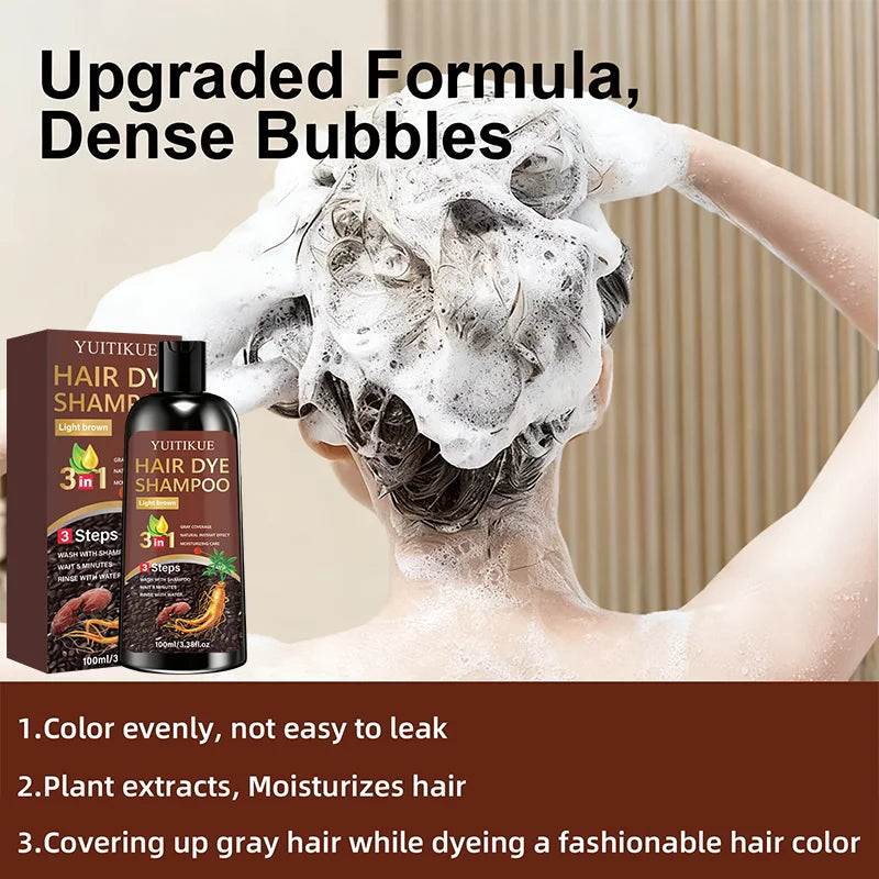 YUITIKUE 3-in-1 Light Brown Hair Dye Shampoo – Cover Gray Hair Hair Dye Shampoo Zpaxo