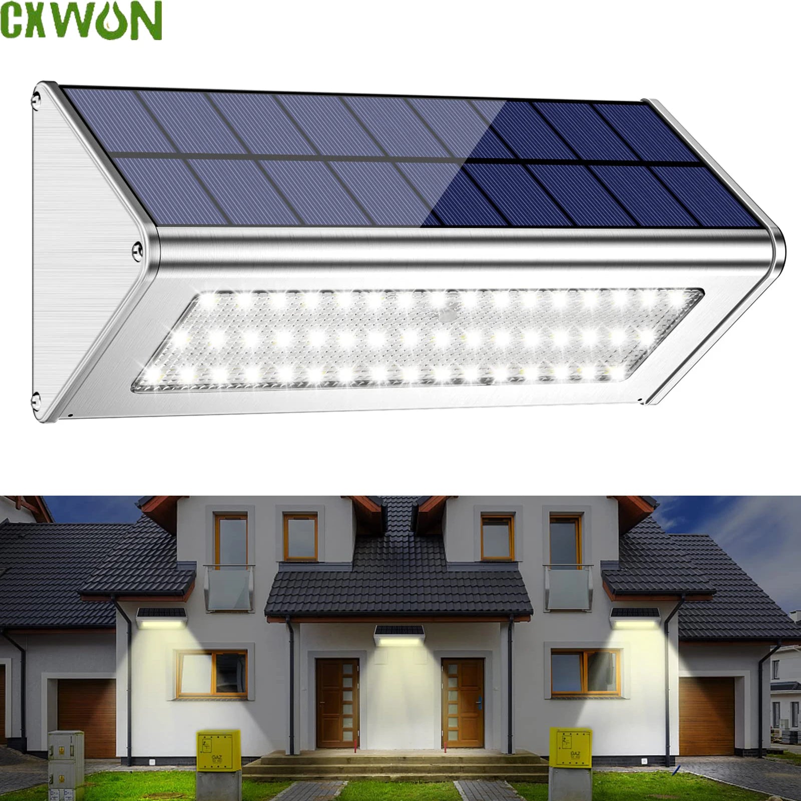 48 LED Solar Light Aluminum Alloy 4500mAh Outdoor Waterproof Lamp Zpaxo