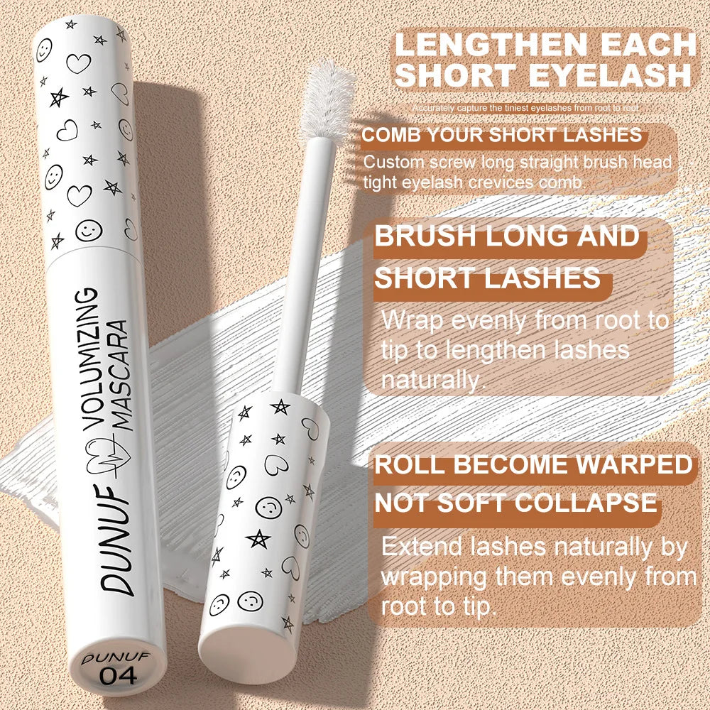 White Slender Curly Mascara, Color Mascara Waterproof Not Easy To Smudge, Portable Fine Brush Head，Holiday Makeup Zpaxo