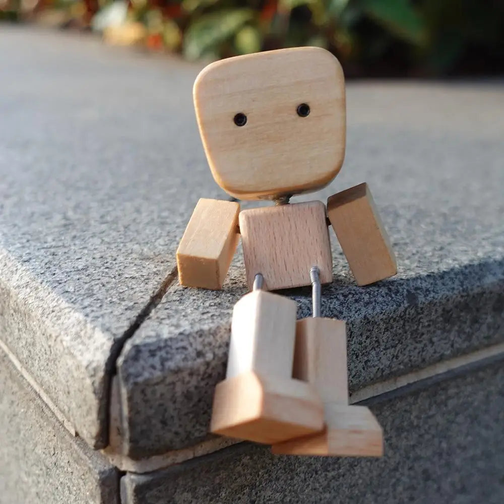Leg-shaking Wooden Man Car Dashboard Decor Car Aromatherapy Ornaments Leg-swinging Robot Figurine Healing Gift Zpaxo