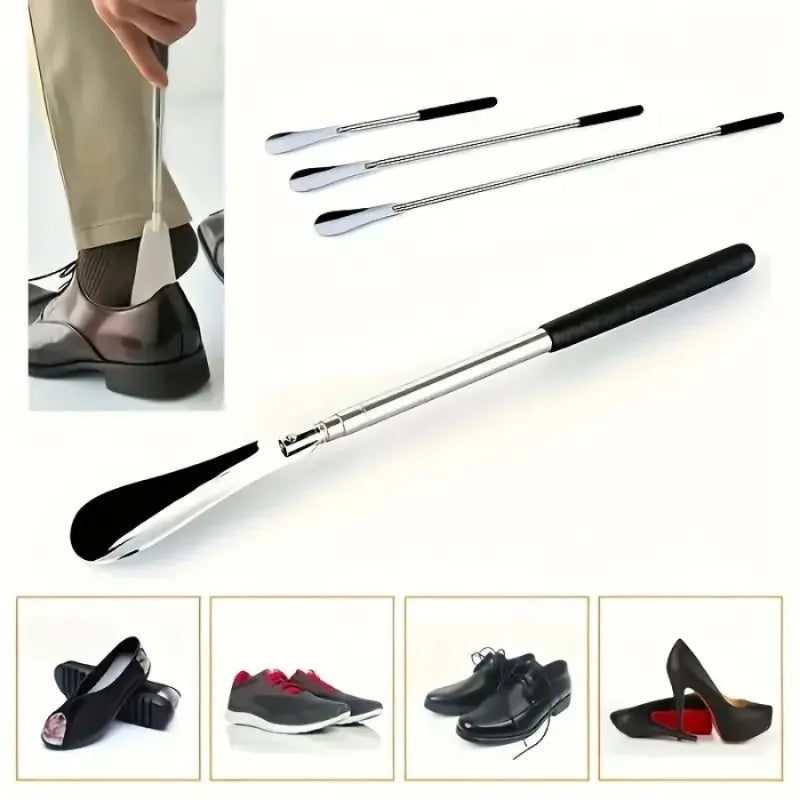 Retractable Stainless Steel Shoe Horn | Long Handle for Elderly Retractable Shoe Horn Zpaxo