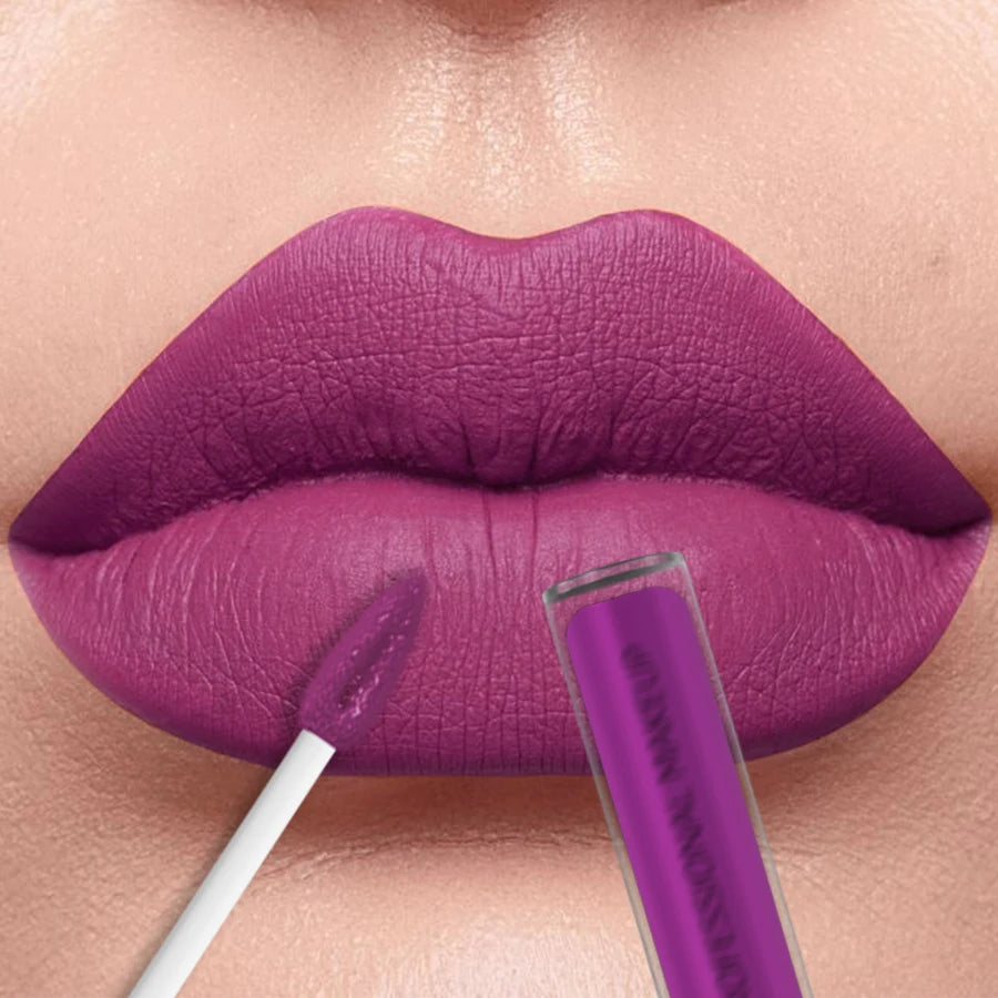 12 Colors Matte Lip Glaze Velvet Finish Liquid Lipstick Waterproof