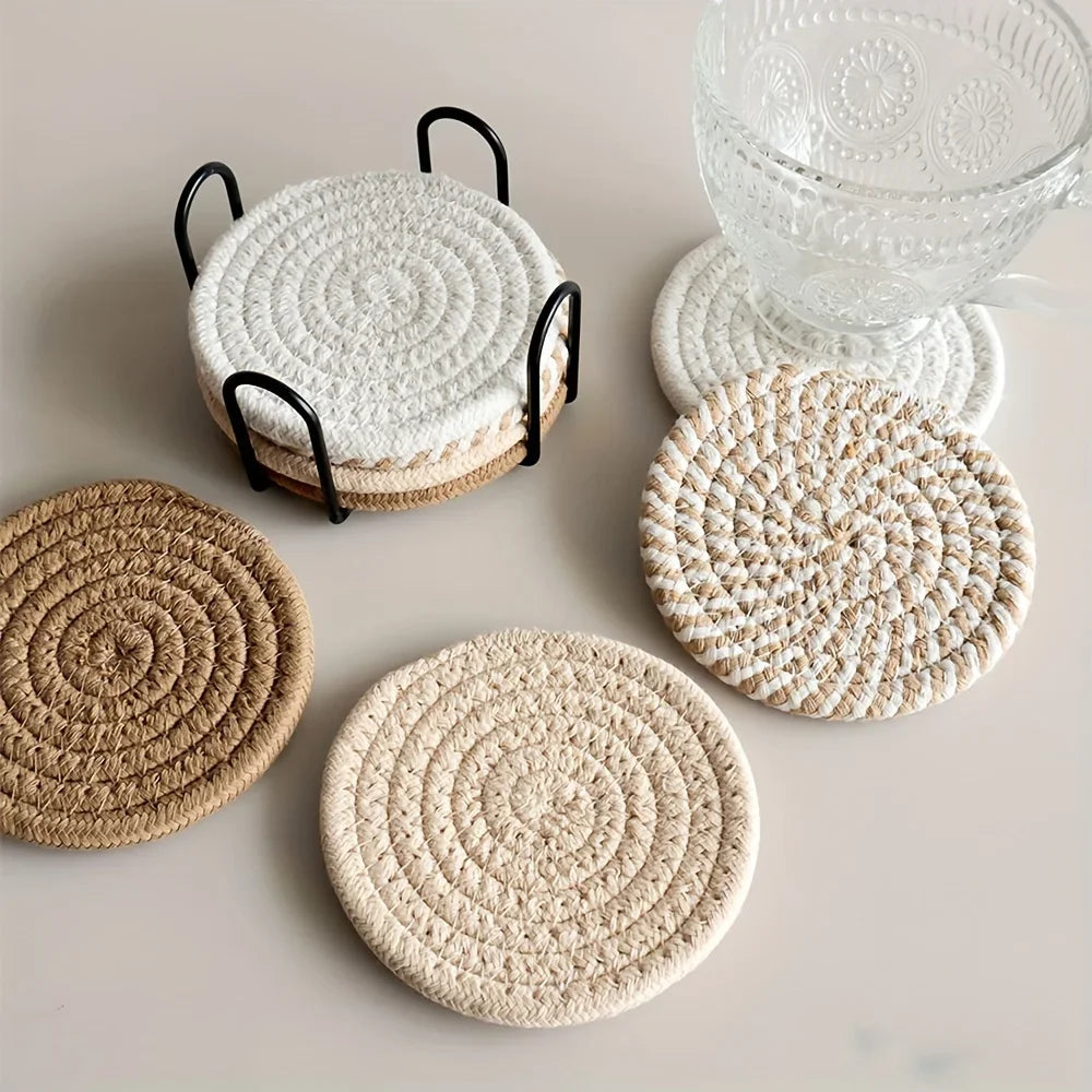 4pcs Absorbent Coasters Set, Minimalist Drink Mats for Coffee Table Home Decor, Bar Housewarming Gift Zpaxo