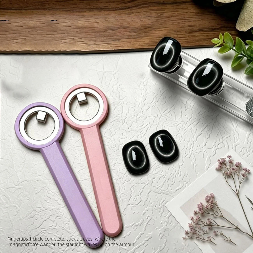 Ring Cat Eye Magnet With Silicone Handle Hollow Hole Magnetic Tool for Nail Art Beginner-Friendly Strong Magnetism Force Helper Zpaxo