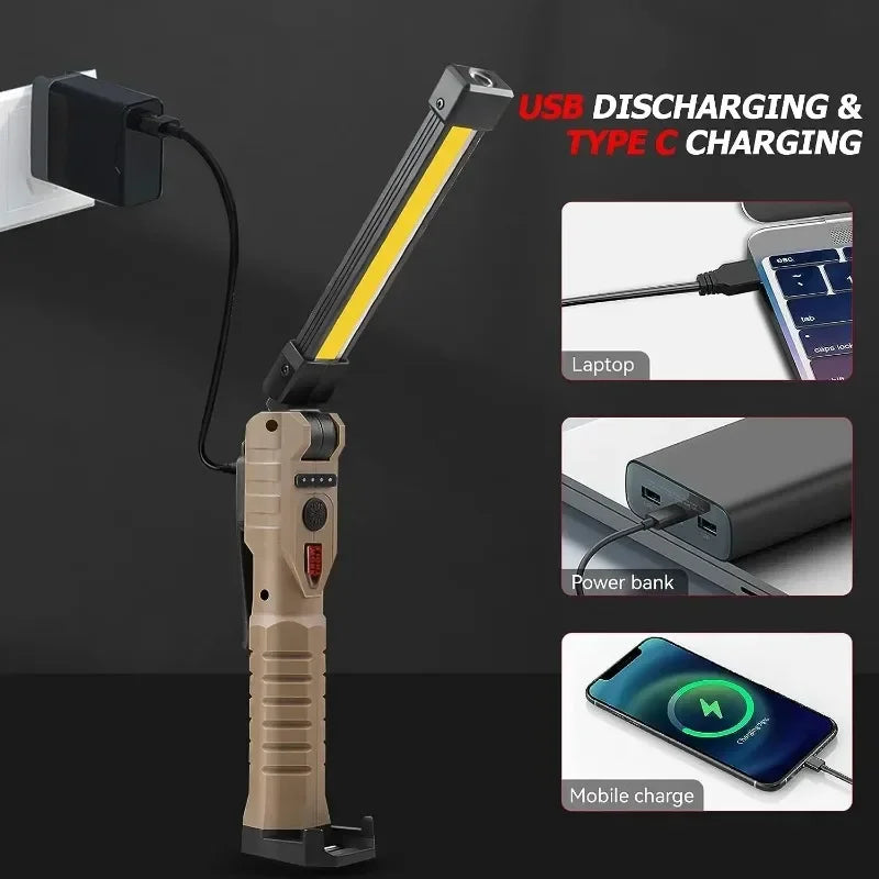 ESMARTER 1000-Lumen COB LED Work Light – USB Rechargeable