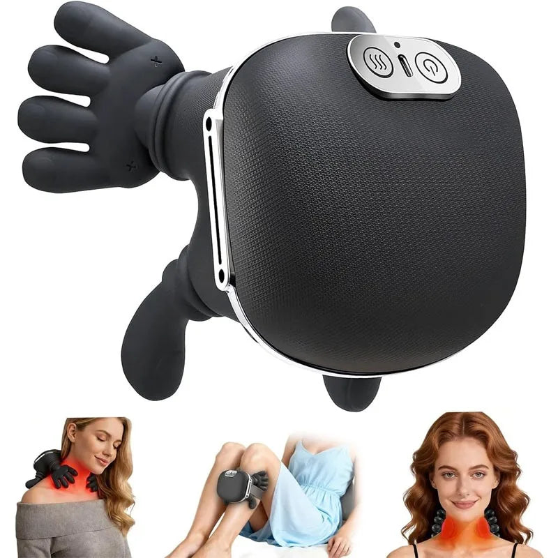 Black 4D Bionic Finger Neck Shoulder Massager Trapezius Cervical