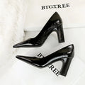 Silver Crackled Metallic Pointed Toe Block Heel Pumps Women Shiny Zpaxo 1727 Black 38(insole 23.6cm) China Mainland