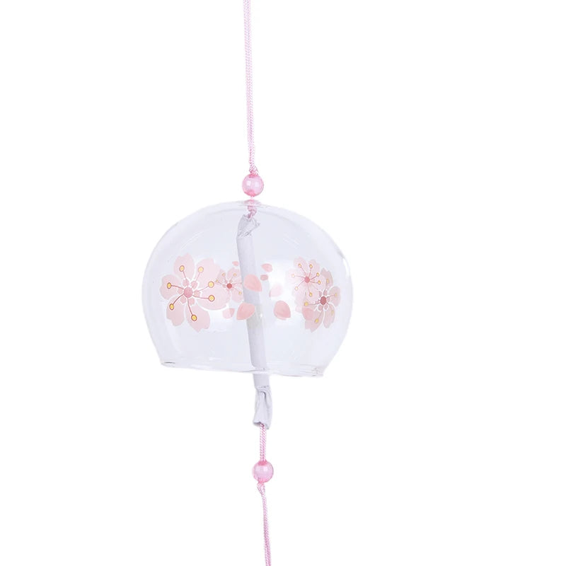Japanese Glass Wind Sakura Chimes Hanging Craft Bell Home Decor