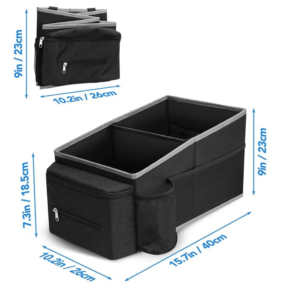 Big Capacity Car Storage Box Multi Compartment Universal Fit Trunk Organizer Collapsible Repair Tools Holder Auto Organizer Zpaxo Black