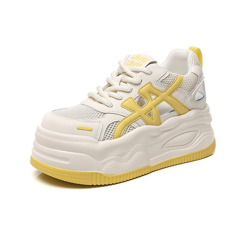 Women 2026 Spring Summer Mesh Hollow Out Platform Sneakers Multi Zpaxo N2575 Yellow 34 China Mainland