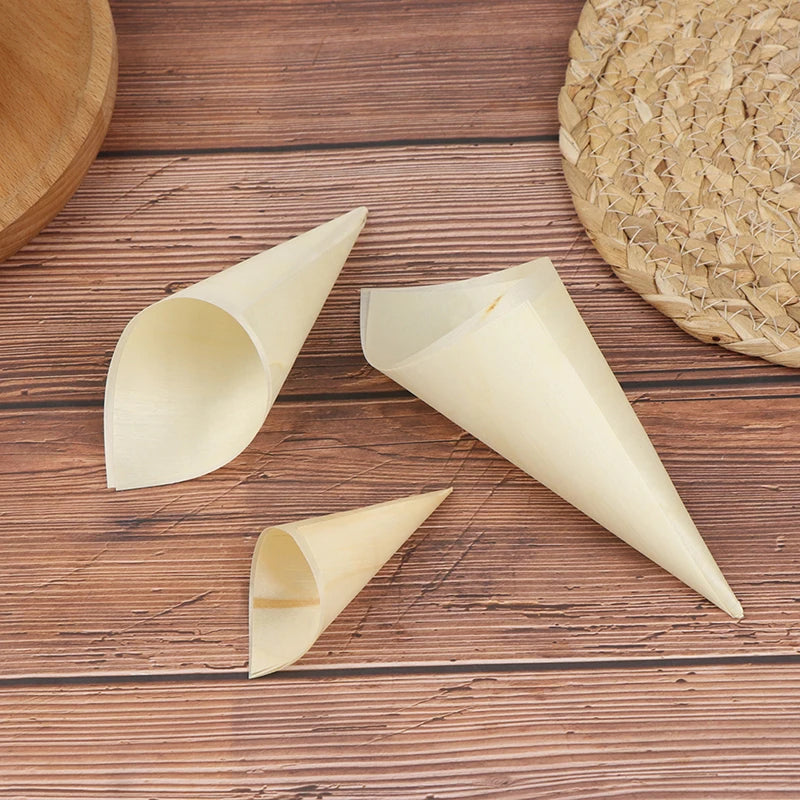 Cones Candy Boxes Disposable Wood Appetizer Biodegradable Cone Veneer