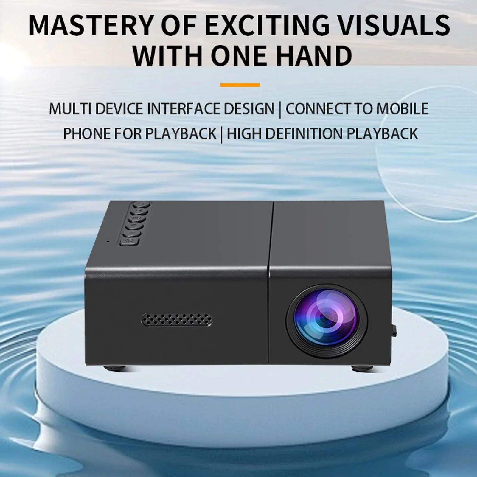 Portable Projector LED Movie 6000lm Brightness Hifi Stereo Speaker HD