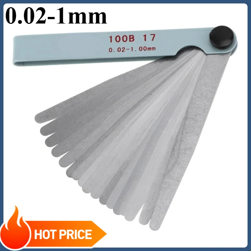 17-Blade Metric Feeler Gauge 0.02–1mm | Engine Valve Gap Tool Feeler Gauge Tool Zpaxo