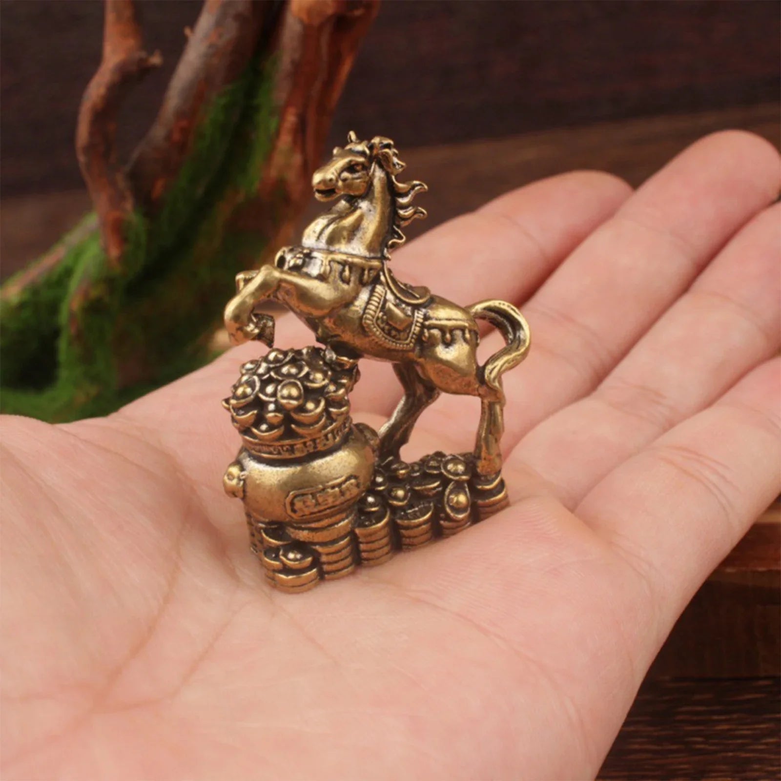 1Pcs Brass Horse Figurines Chinese New Year Zodiac Horse Ornament Feng Shui Lucky Statue Home Office Desktop Decoration Crafts Zpaxo