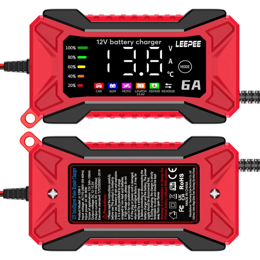 14 6V 10A Iron Lithium Charger Digital LCD Display Smart Battery