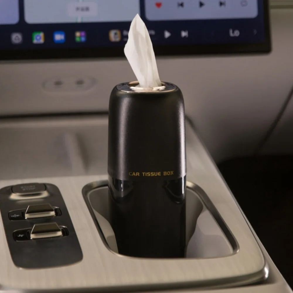 Refillable Car Tissues Cylinder Tissue Dispenser Cup Holder Round Tube Tissue Container Space-saving Large Capacity Zpaxo
