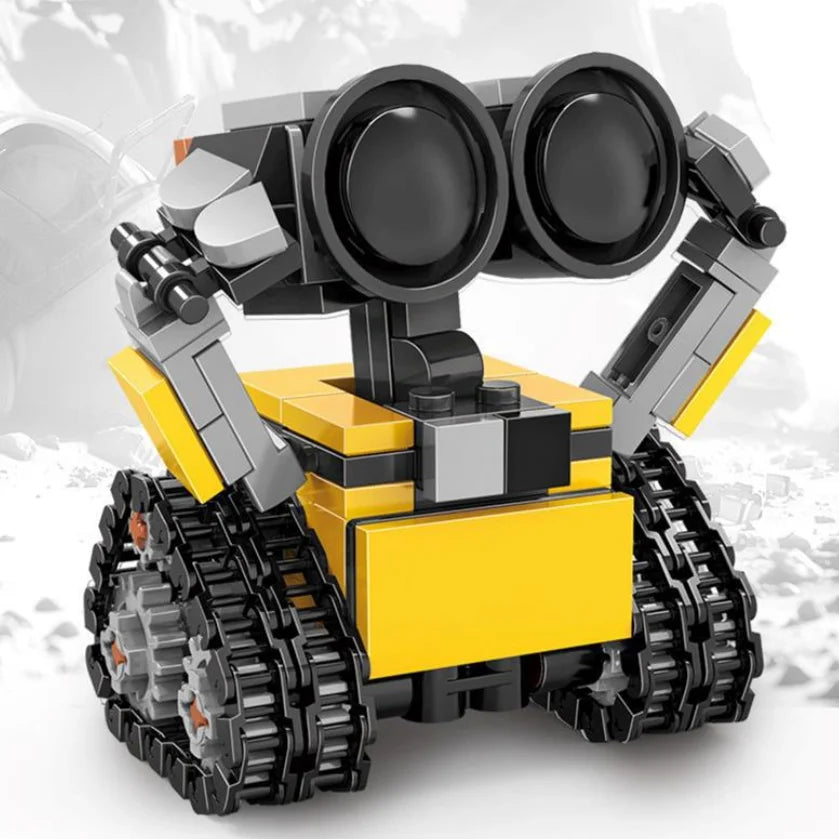Funny Space Mini Robot MOC Building Bricks Toys Tracked Bot Model