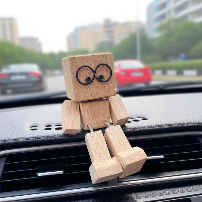 Shaking Wooden Man Figurine – 12 Magnetic Expressions Decor