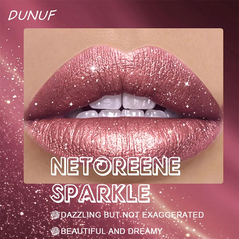 7-color Pearlescent Pink Glitter Velvet Lipstick Metallic Waterproof Long Lasting Shimmer Diamond Lipstick Women Makeup Cosmetic Zpaxo